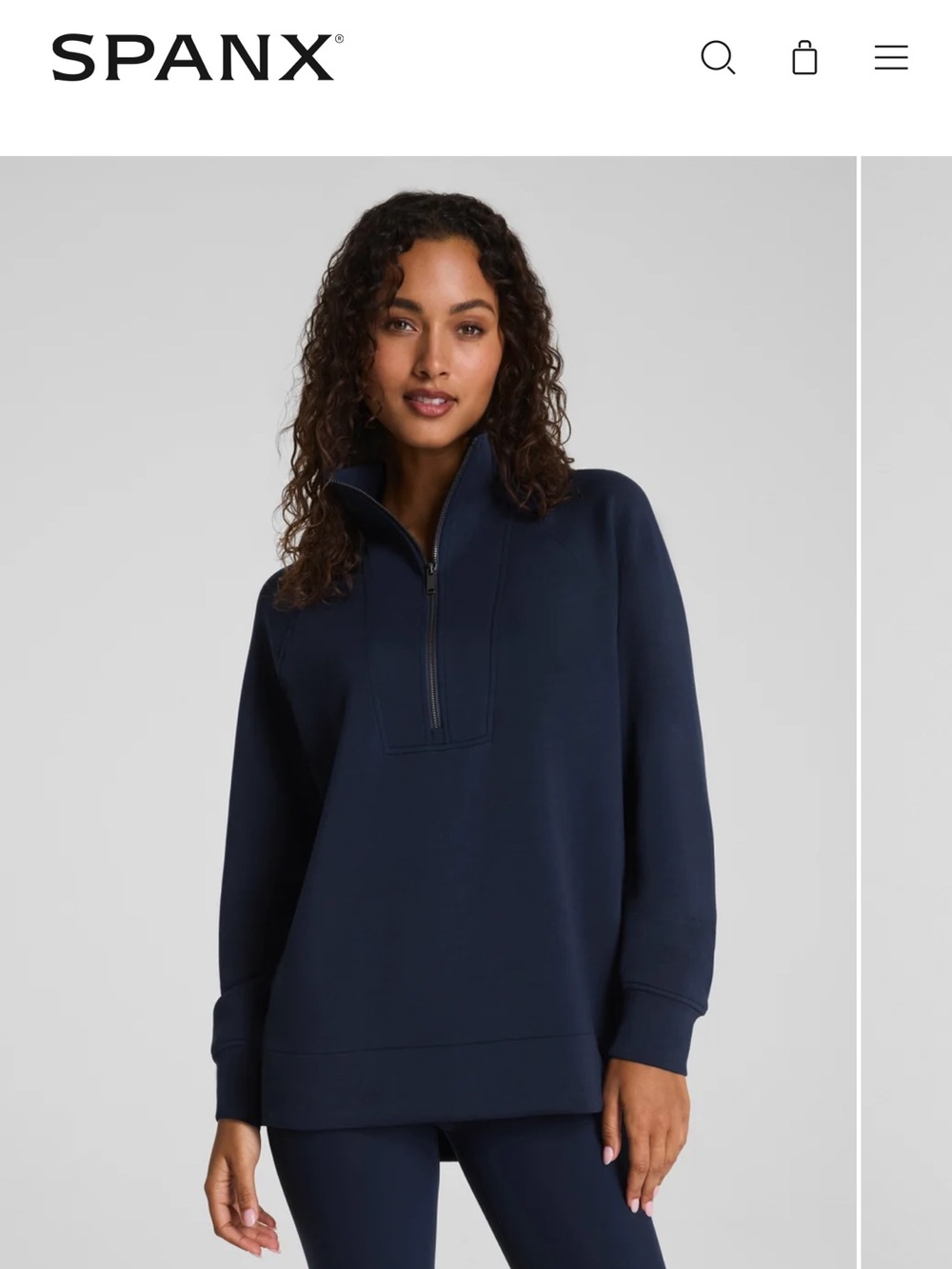 NWT - Spanx Air Essentials Half Zip Tunic - Navy